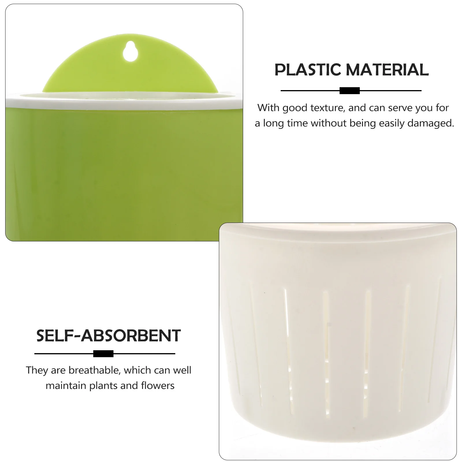 

5 pcs Plastic Flower Pot Hanging Planter For Garden Office Decor Self-Absorbent Watering Plastic Flower Pot Planter