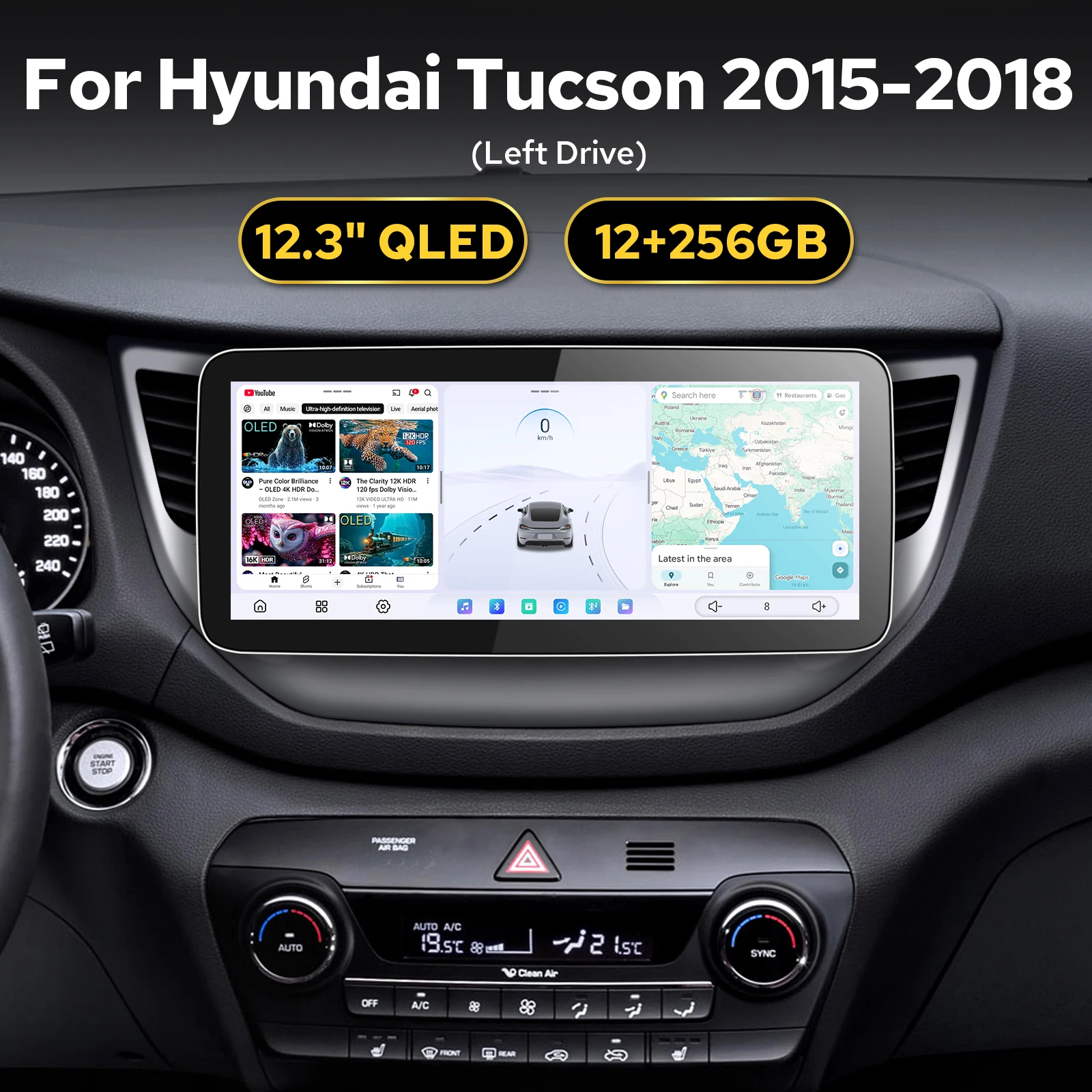 

12GB+256GB High Storage 12.3" Wide Screen Android Car Radio For Hyundai Tucson 2015-2018 LHD Intelligent GPS Navigation System