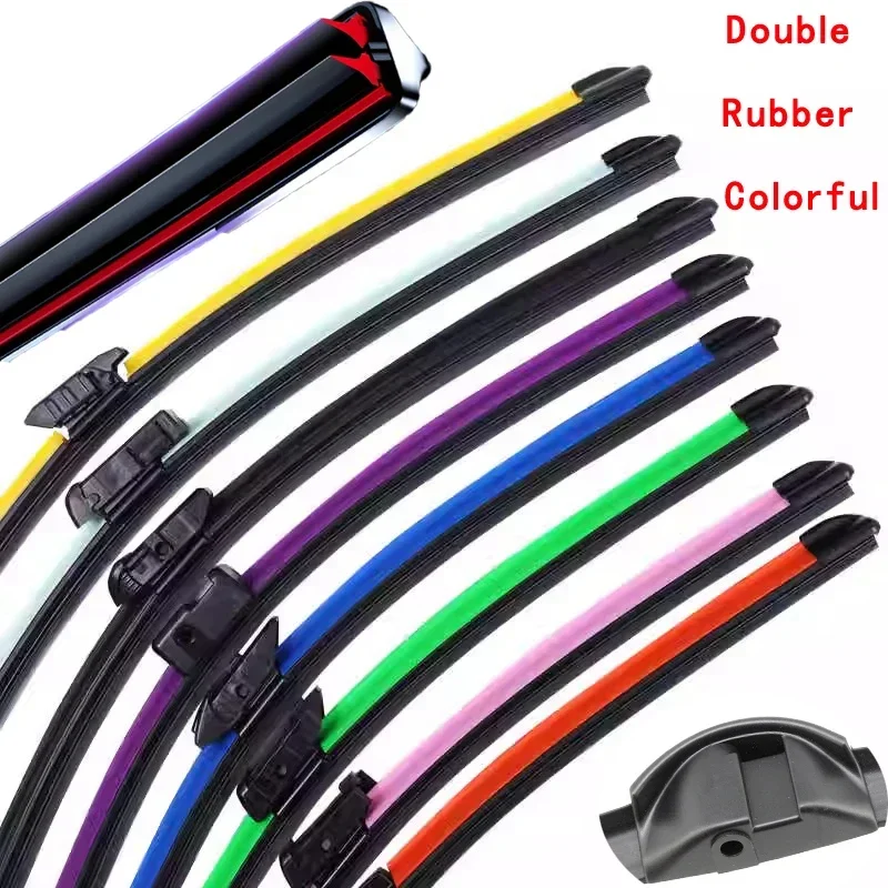 Colorful SIDE PIN Car Windshield Wiper blades Universal Soft Double layer Rubber Frameless Bracketless 16