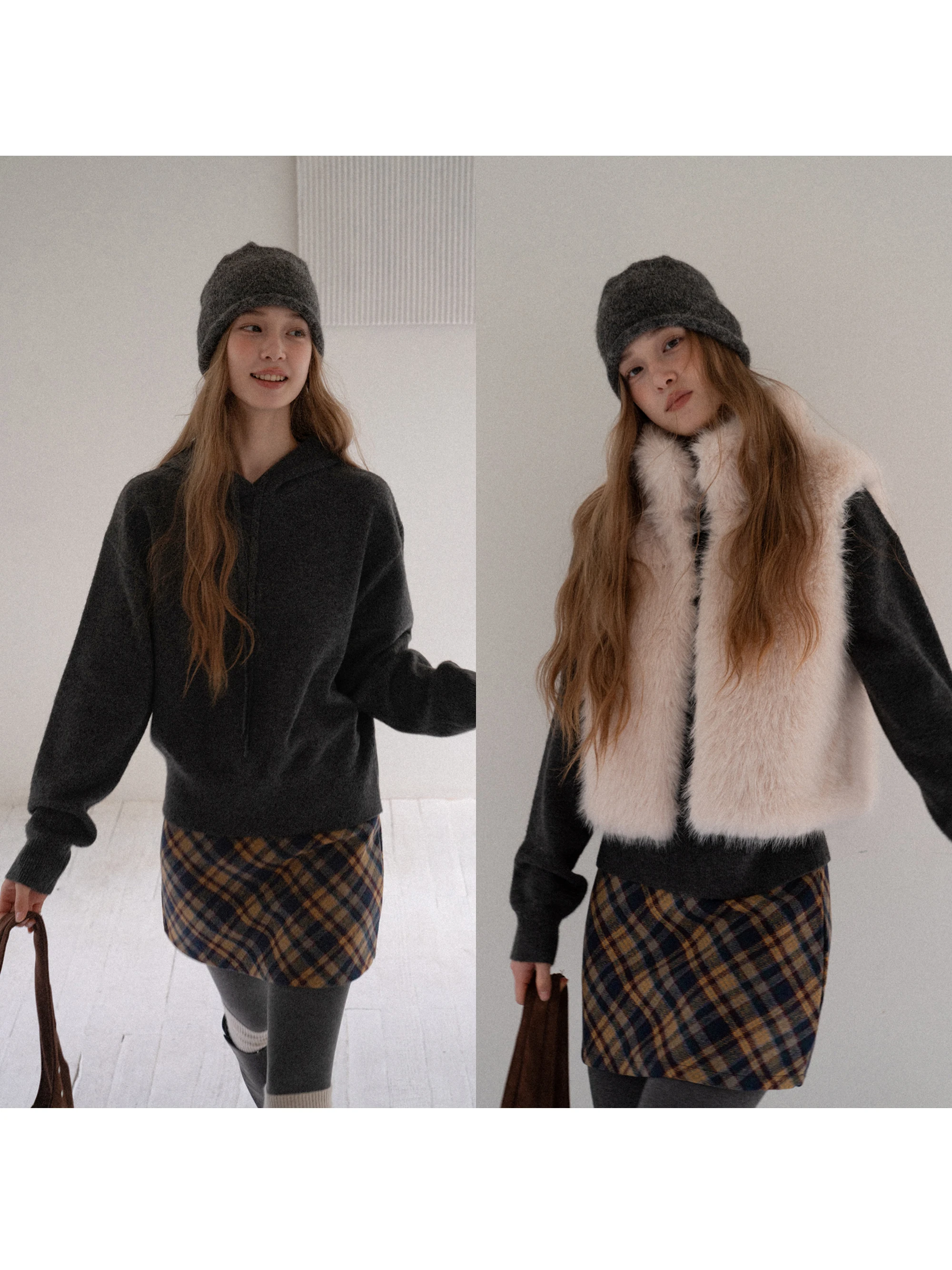 

Уютный повседневный вязаный свитер с капюшоном EGGKA: свободный крой, стройнящий силуэт, комфортный и теплый, модная женская одежда