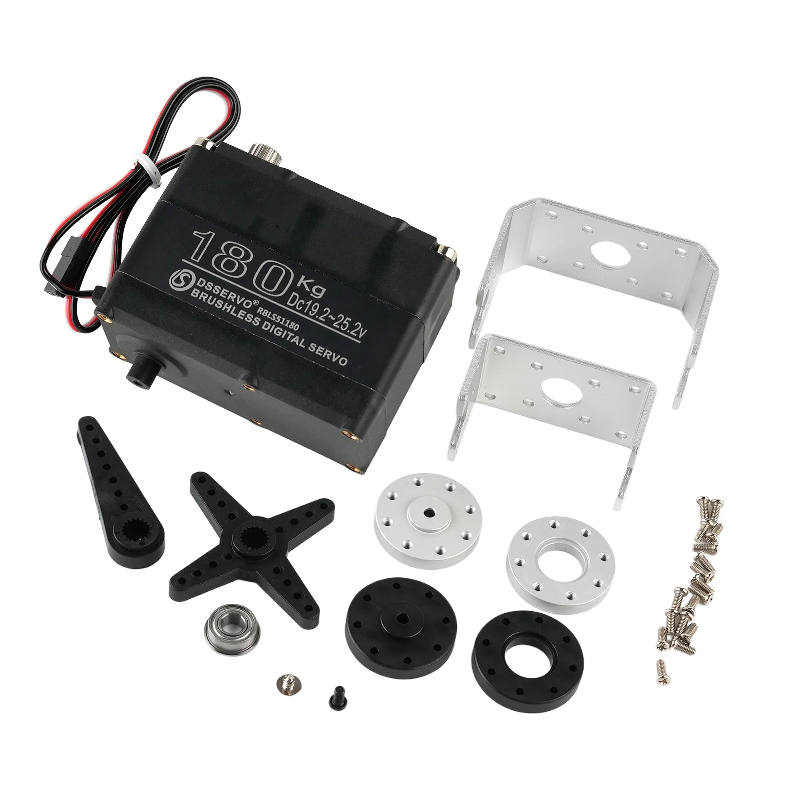 

180Kg 24V Twin Shaft Digital Servo Rbls51180 180/270/360 Degree Brushless Metal Gears Servos For Rc Robot Car
