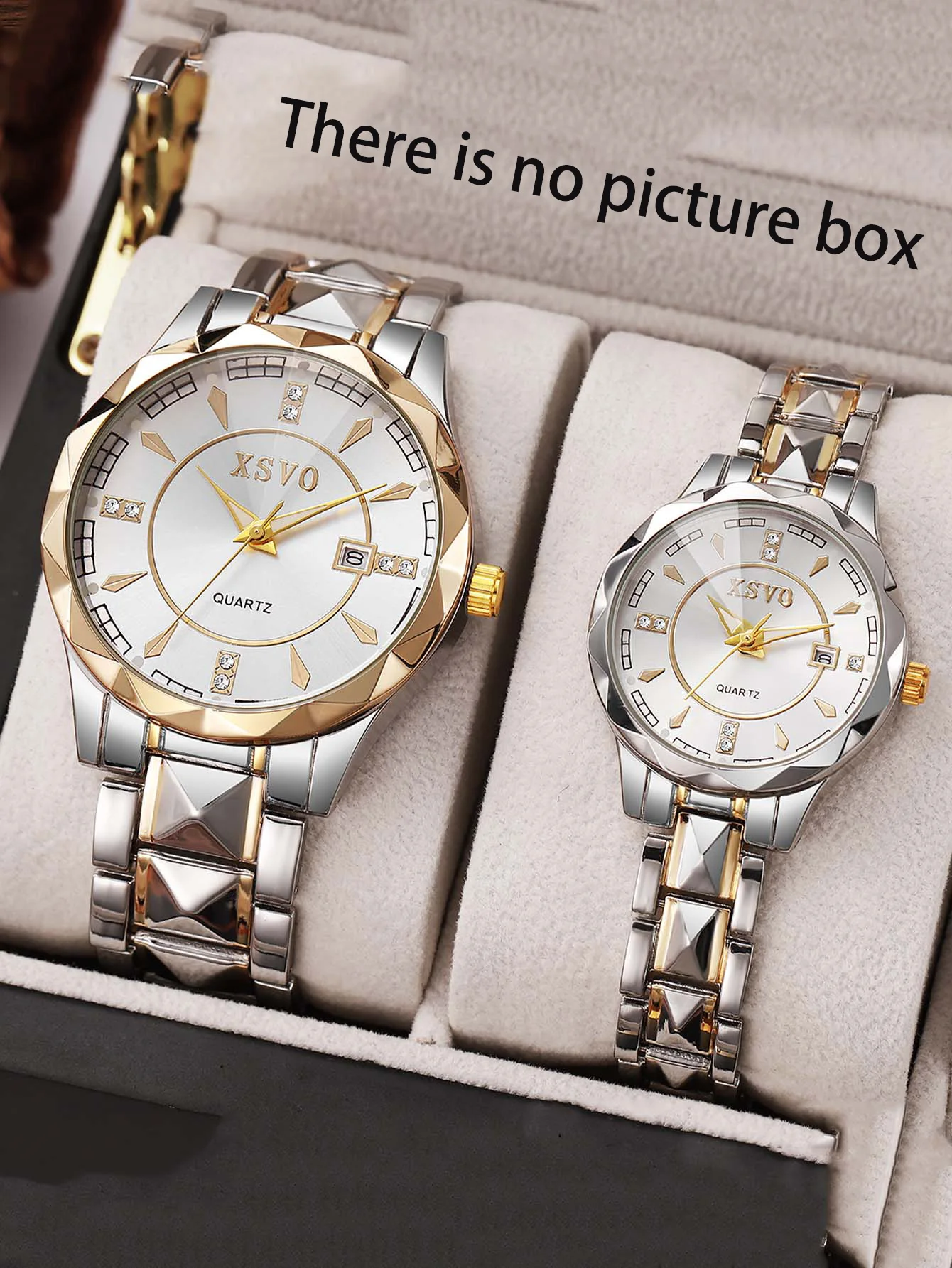 

New Quartz Watch Pair of Luxury Steel Band Double Calendar Fashion Business Quartz Watch