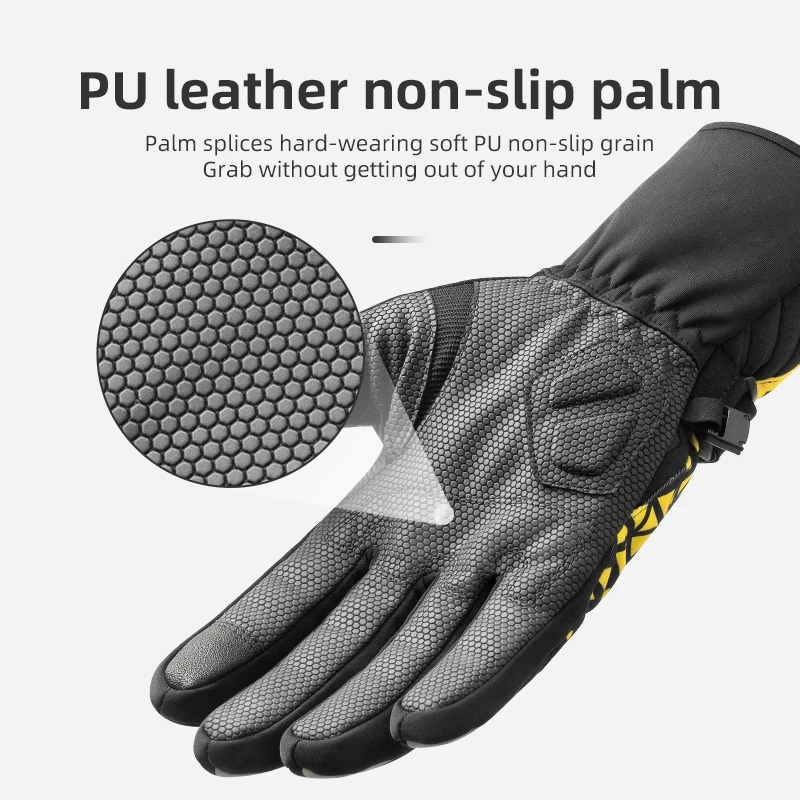 ROCKBROS Winter Glove Windproof Cycling Gloves Touch Screen Keep Warm Bicycle Gloves Thickened Pad Shockproof Bike Motor Gloves