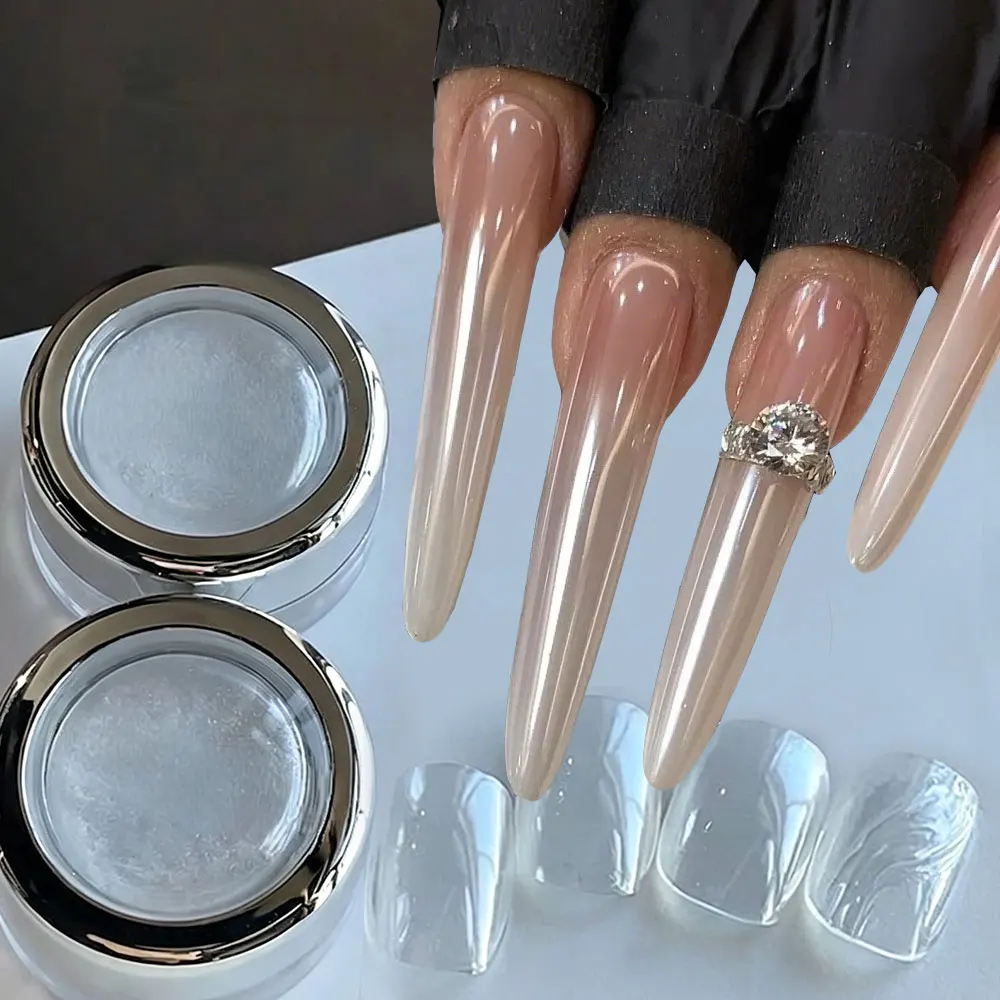 1jar High Glossy Moonlight Chrome Nail Plating Powder Bright Mirror Sunlight Nail Pigment Rubbing Dust Nail Decorations 0.3grams