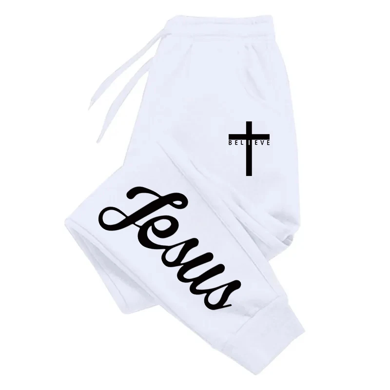 Jesus Cross Herren-Jogginghose, einfarbig, Kordelzug, lange Hose, für Herren, ganzjährig, täglich, lässig, Sport, Fitness, vielseitige Hose – Detail 5