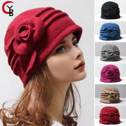 YANBIGUO Ladies' Fashionable 100% Wool Hat,Warm,Elegant,Versatile,Windproof for Autumn&Winter, Outdoor Activities,Daily Wear