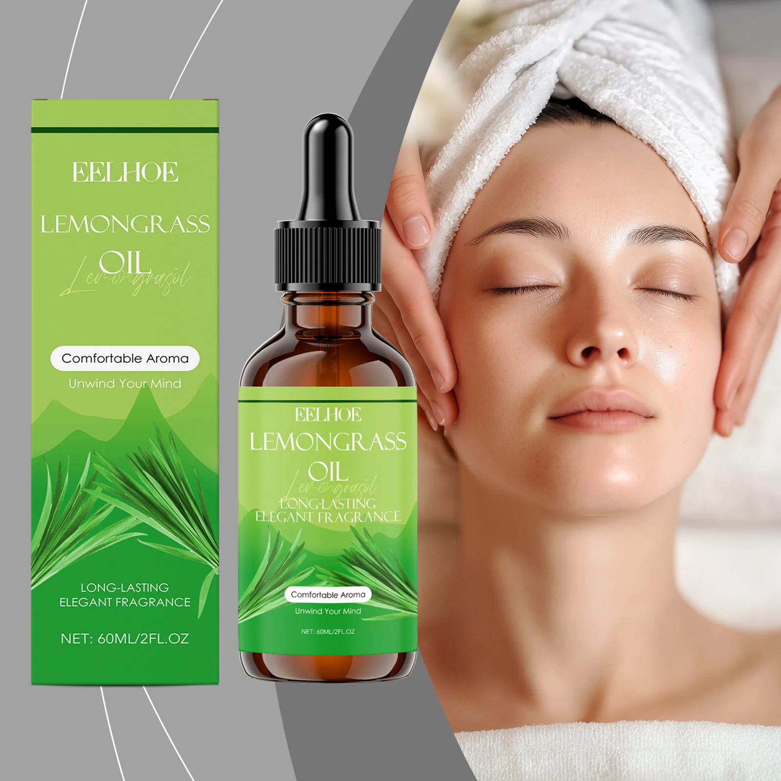 

60ml Lemongrass Essential Oil SPA Moisturizing Comfortable Calming Nourishing and Moisturizing Massage Essence Home Candle Soaps