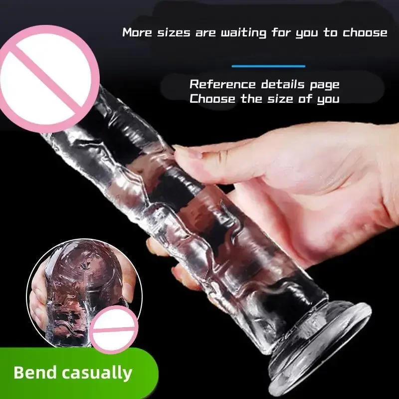 7 dimensioni realistico Dildo trasparente XL pene in Silicone con tappi a ventosa per le donne masturbazione anale adulti giocattoli del sesso Gay 18G-spot