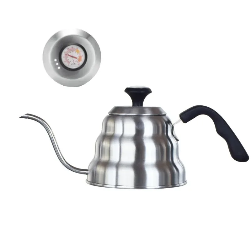 

Multi functional stainless steel hand brewed coffee pot with thermometer, fine mouthed pot, drip spout, long mouthed pot