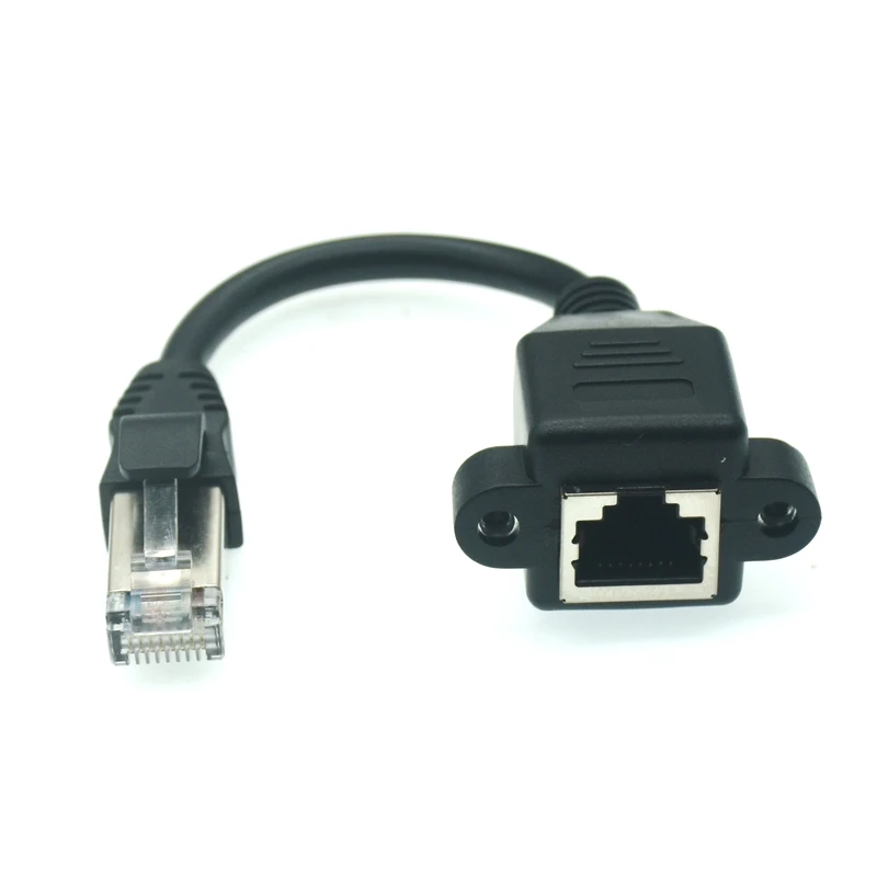 8-pinowy kabel RJ45 męski do żeńskiego przedłużacza sieci Ethernet LAN Śrubowe złącze do montażu panelowego Przedłużacz kabla Cat5E Cat6E RJ 45 — zdjęcie produktu 4