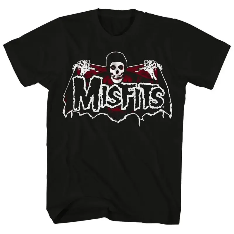 Misfits Batfiend Skull And Wings Red Logo Mens T Shirt Rock N Roll Punk Black