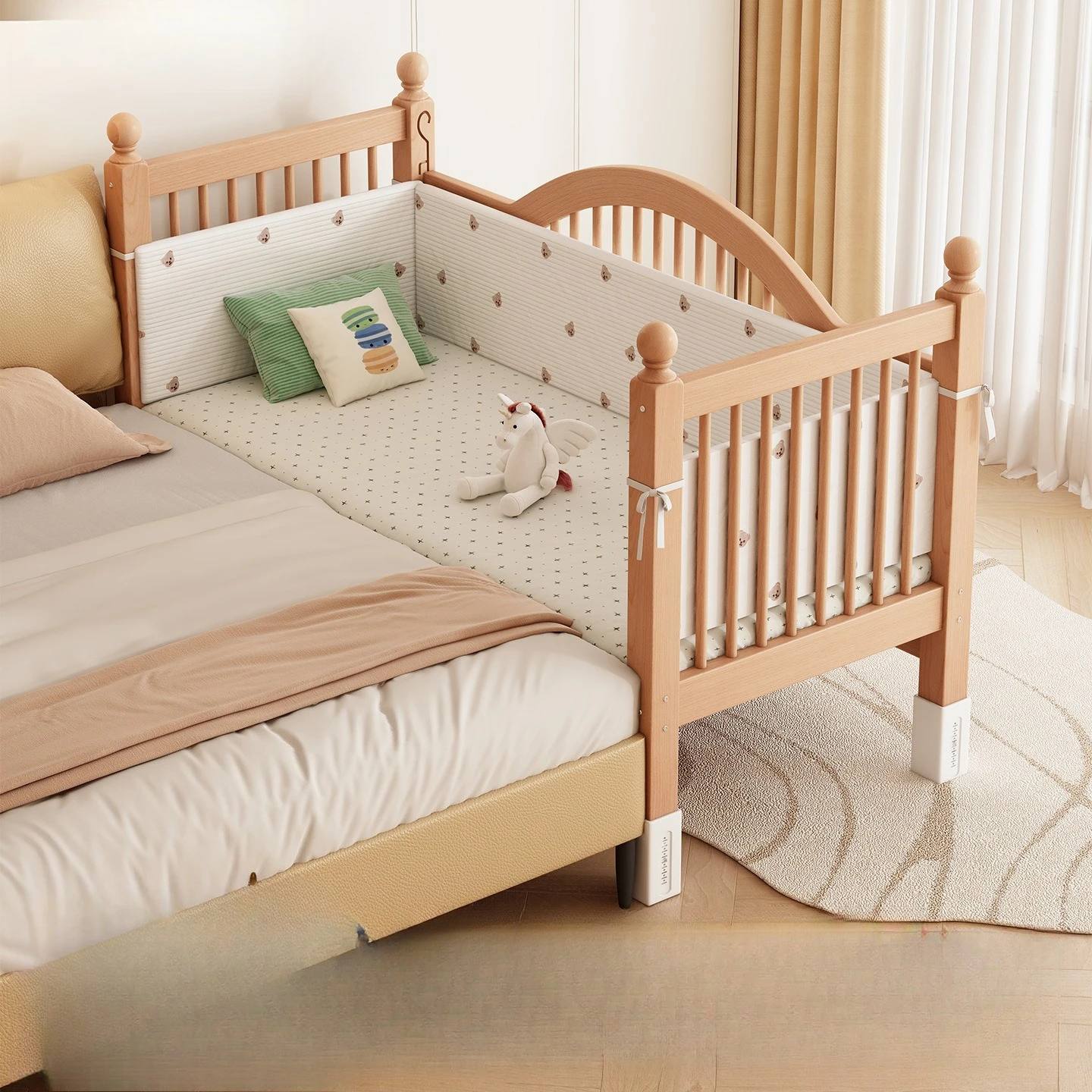Beech splicing lifting guardrail small bed splicing large bed children's bed