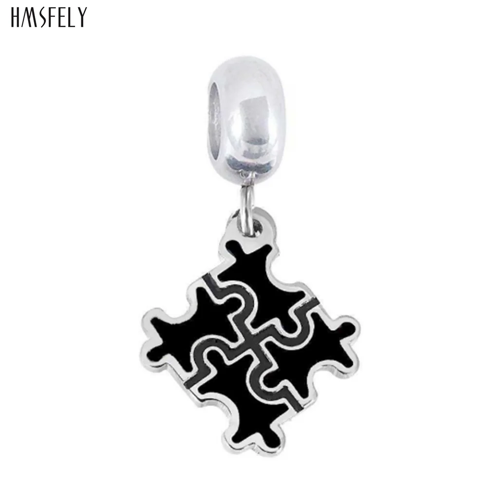 HMSFELY jigsaw puzzle theme Steel Pendant For DIY Bracelet Necklace Jewelry Making Accessories Women Bracelets Parts