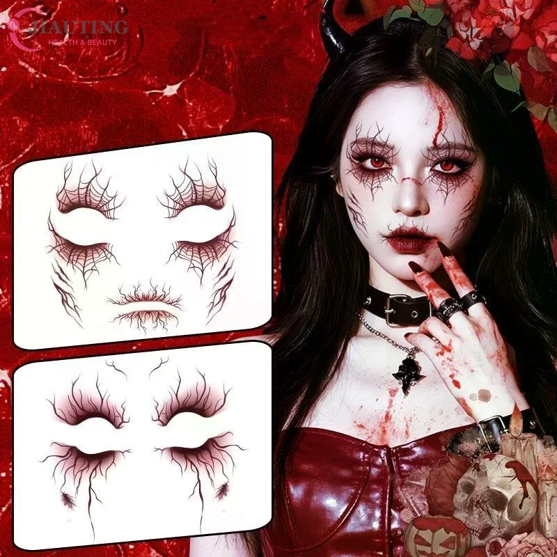 1/4/6pcs Vein Design Fake Tattoo For Halloween Party Body Art Waterproof Vascular Tattoo Stickers For Women Men Eyebrow Face