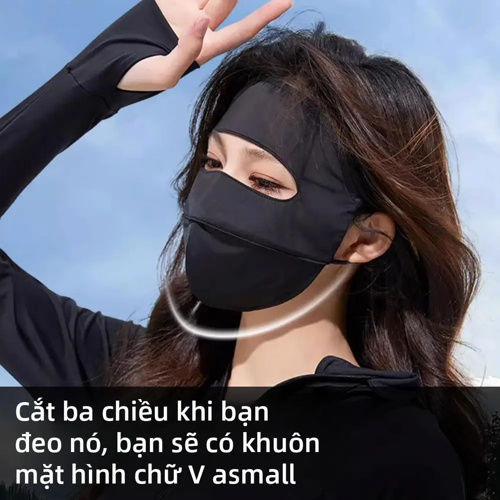 Adjustable Ice Silk Breathable Sunscreen Mask Full Mask Face Sun Anti-UV Cover Sun Mask Face Sport Outdoor Protection Prote I8Q2