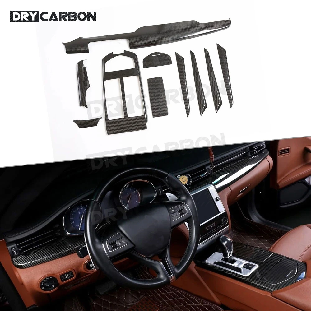 

Сухое углеродное волокно, центральное управление автомобиля, панель переключения передач, приборная панель, внутренняя отделка двери, наклейки для Maserati Quattroporte 2013-2020