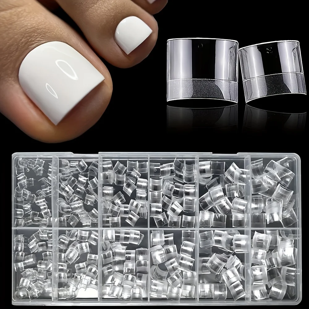 

600pcs Clear Gel Toenail Tips, Short Square Shape, 1 Pair - Glossy Finish, Transparent Acrylic Nail Extension for DIY Manicure