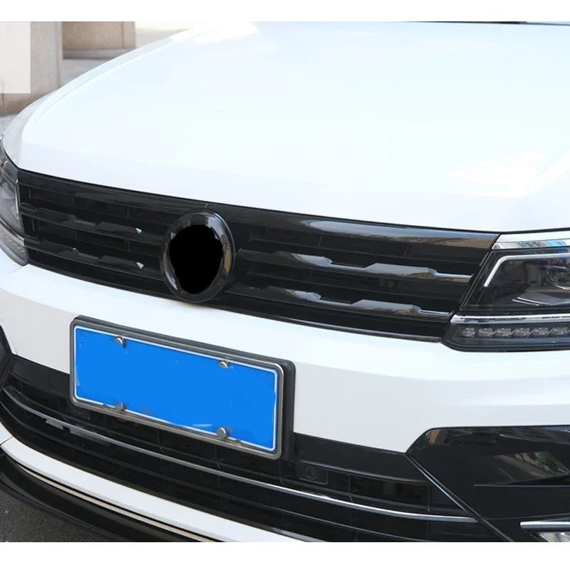 A Set Front Bumper Center Grille Trim Strips Fit For Volkswagen Tiguan MK2 2017-2021 Car Accessories Directly Stick Black Strips