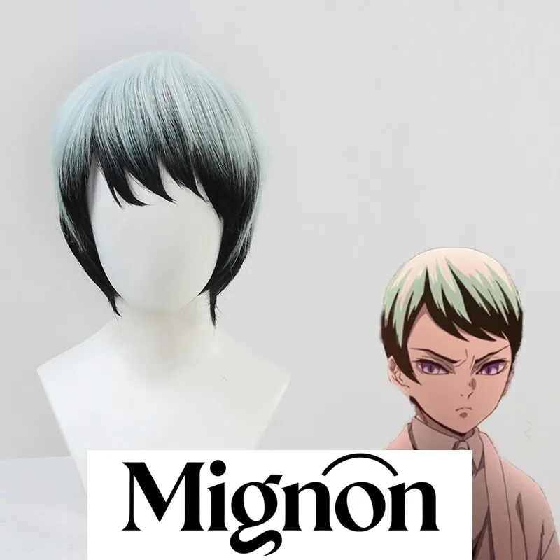 Mignon Demon Slayer Yushiro Cosplay Wig Three-Color Gradient Face-Framing Sideburns