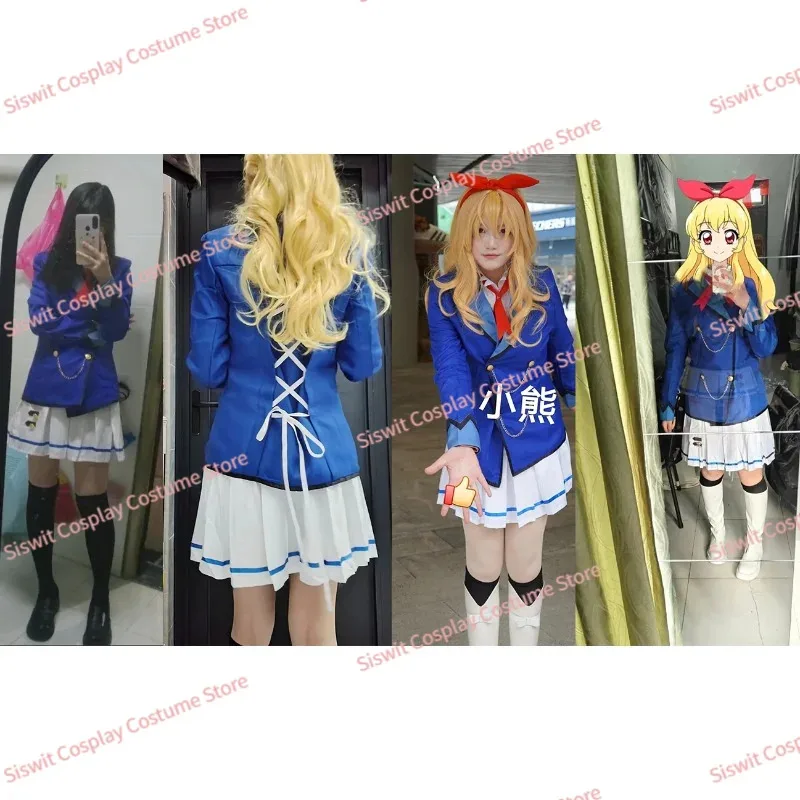 Anime Aikatsu Cosplay Costume Hoshimiya Ichigo Shibuki Ran Kiriya Aoi Starlight School JK Uniform Full Set Carnival Party Dress