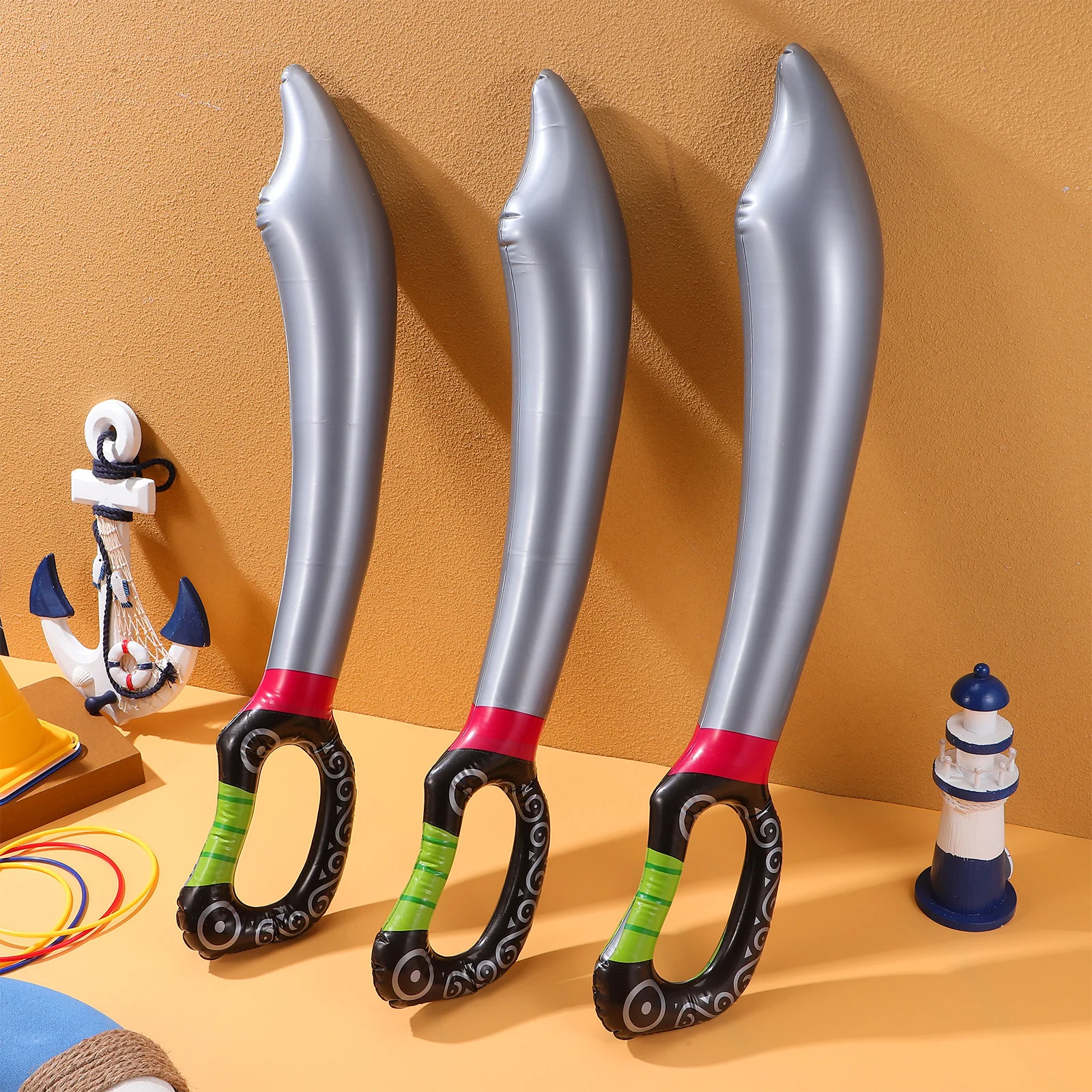 

12pcs Inflatable Pirate Sword For Halloween Party Decoration Festival Prop Lightweight Pvc Simulation Knife