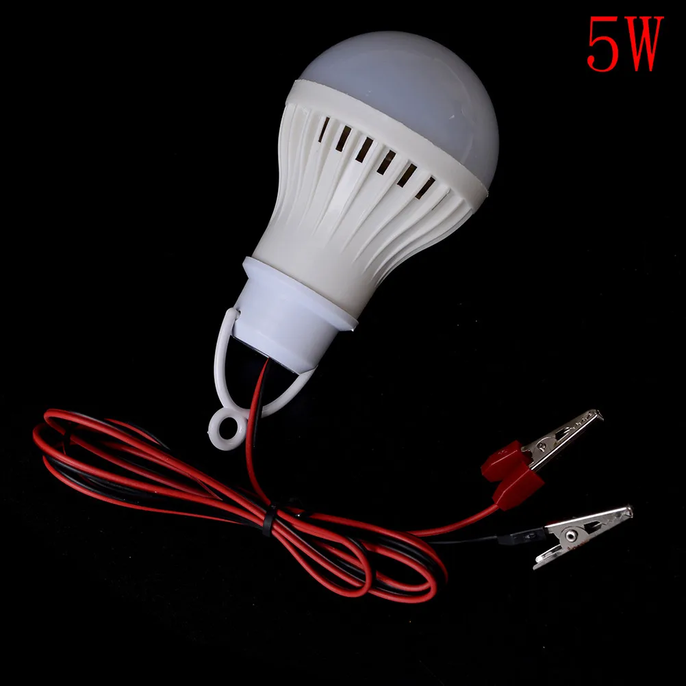 Lamp Dc 12v Portable Led Bulb 3w 5w 7w E27 White Outdoor Camp Tent Night Fishing Hanging Light Clip Wire