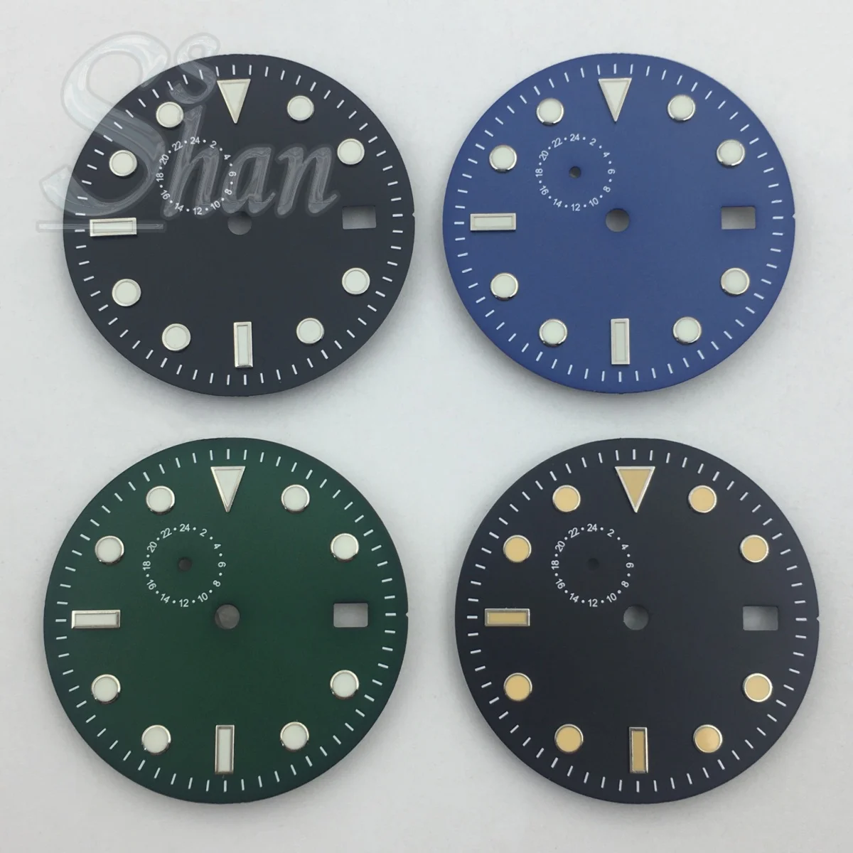 29 mm steriles Zifferblatt, schwarz, blau, grünes Zifferblatt, Silber, orange, Index, grün leuchtend, passend für NH37-Uhrwerk, modifizierte Uhrenteile