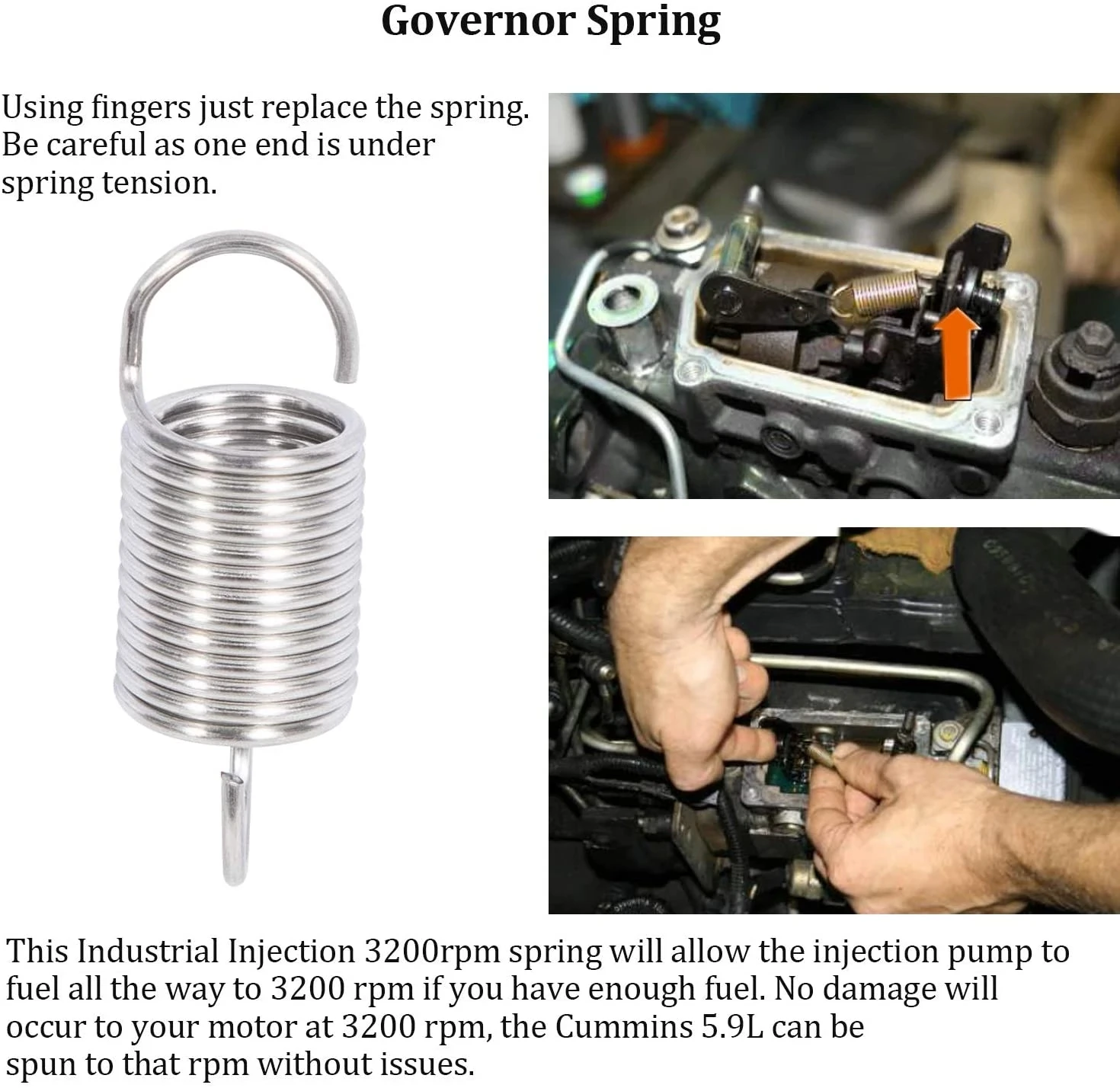TM (4 Pcs/Set) Pump Fuel Pin & 3200 RPM Governor Spring Kit for 1988-1993 Dodge Cummins 5.9L VE Injection Pumps