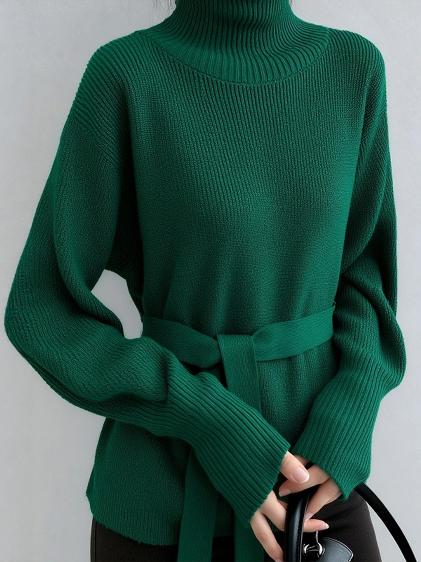 

Winter Women's Camere Knitwear Long Sve Loose Fit Skin-friendly Faionable Sweater High Collar Regular Thin