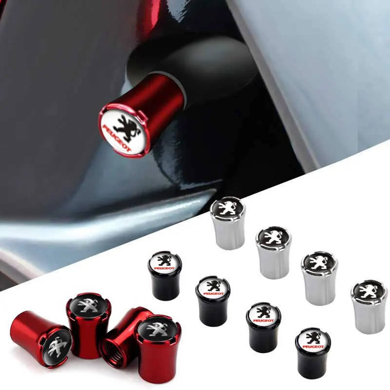 4pcs Alloy Car Wheel Tire Valve Caps Styling for Peugeot 206 106 107 108 307 308 406 408 208 301 3008 2008 208XS 208Gti