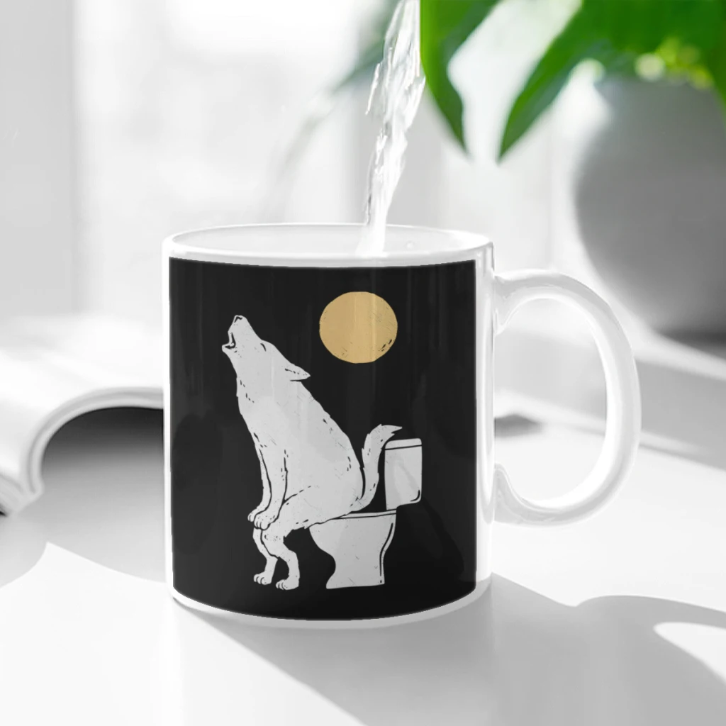 

Howling At Night Ceramic Cup Coffee Oatmeal Breakfast Cup Creative Personality Mug