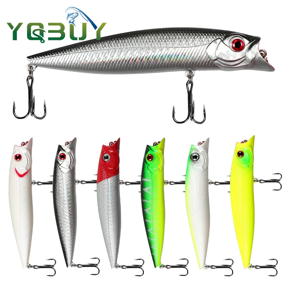 

Fishing Lures 11cm/16.3g Hard Bait Big Popper Lure with Treble Hook Life-Like 3D Eyes Swimbait Fishing Bait Popper