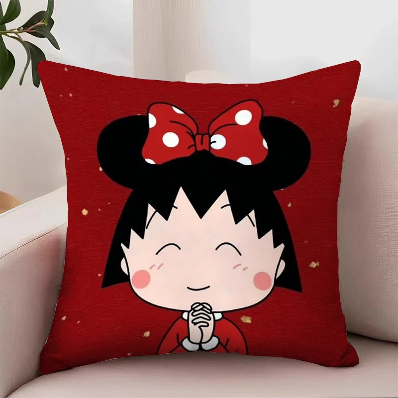 C-Chibi Maruko-chan Cover for Pillow Covers Decorative Luxury Cushion Cover Pillowcase 40x40 Aesthetic Room Decoration Cases