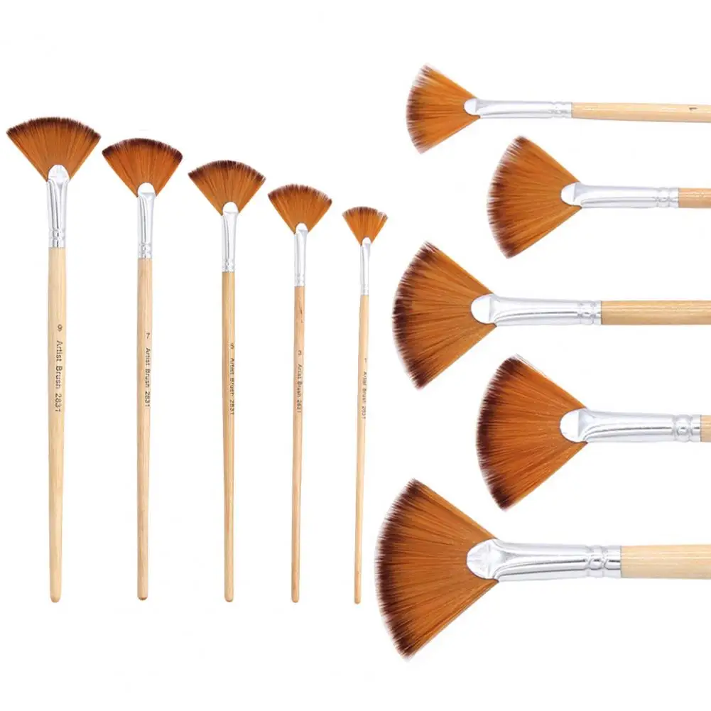 Universal Paint Brush Soft Head Painting Brush Comfortable Grip Fan Shape Art Brush Watercolor Paint Drawing Brush Graffiti