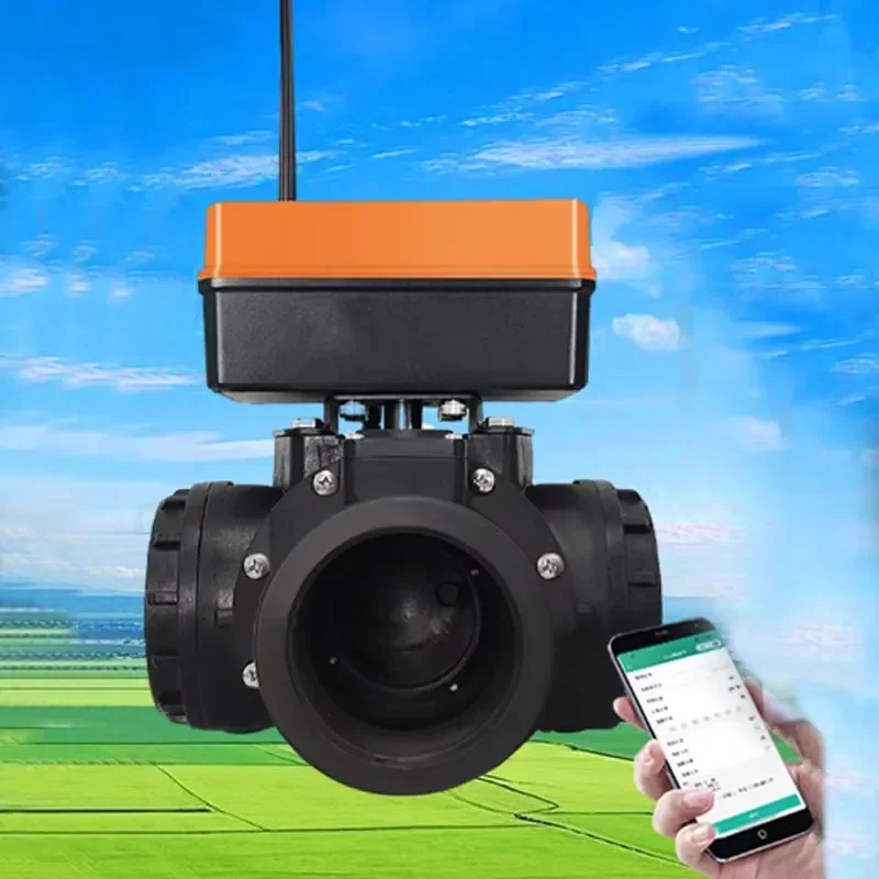 i DaringFish Intelligent Electric 4G Valve Control System One Two Actuator 3-Way Plastic Agricultural Irrigation Direct Flow