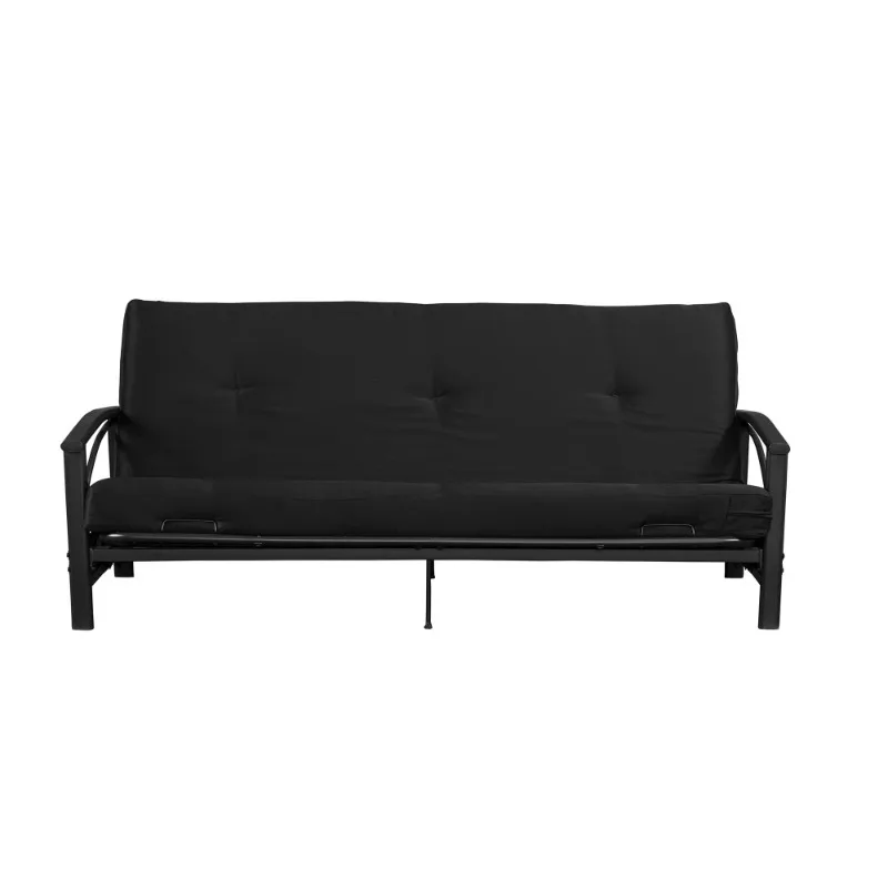 6 Inch Futon Mattress with Tufted Cover and Recycled Polyester Fill, Full, Black