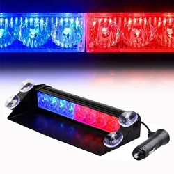 8 LED Universal Car Strobe Light Flasher Vehicle Windshield Flashing Warning Signal Lamp Red Blue Police Emergency lights 12V