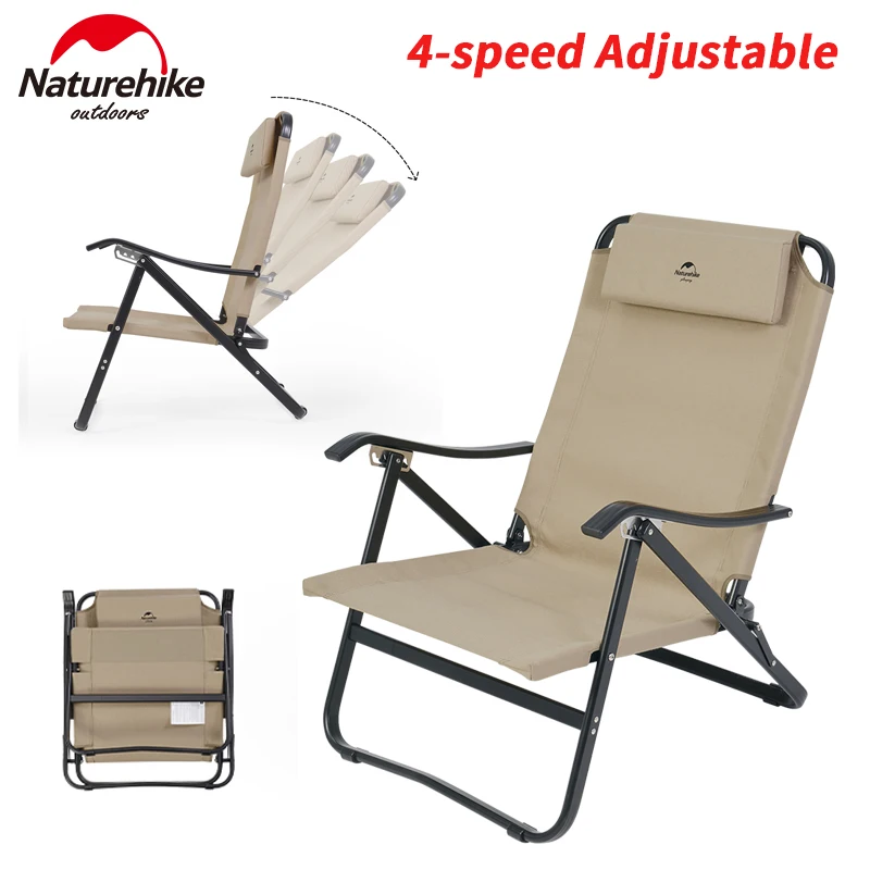 Naturehike TY05 Adjustable Chair With Pillow Outdoor Leisure Fishing Luxury Lounge Chair Portable Folding Armchair Beach Camping