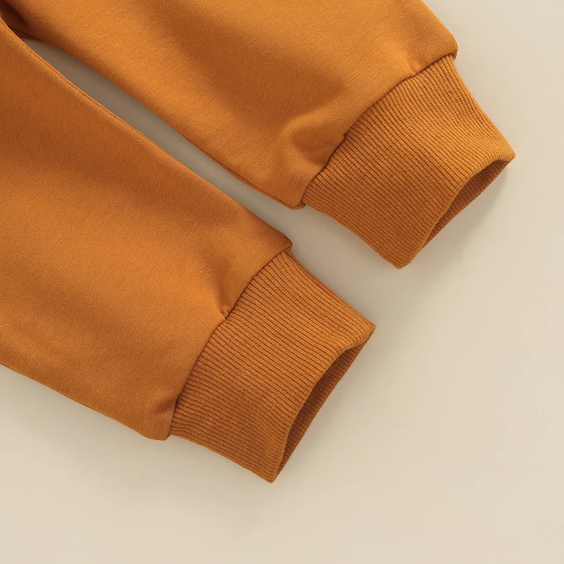 Moletom com estampa de letras do bebê menino, roupas outono, gola redonda, pulôver de manga comprida, tops e calças, 0-3 anos, 2 peças