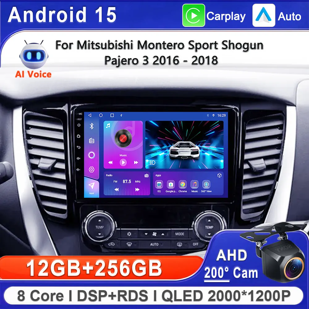 Android 15 For Mitsubishi Montero Sport Shogun Sport Pajero Sport 3 2016 - 2018 Car Radio Multimedia Video Player Navigatio GPS