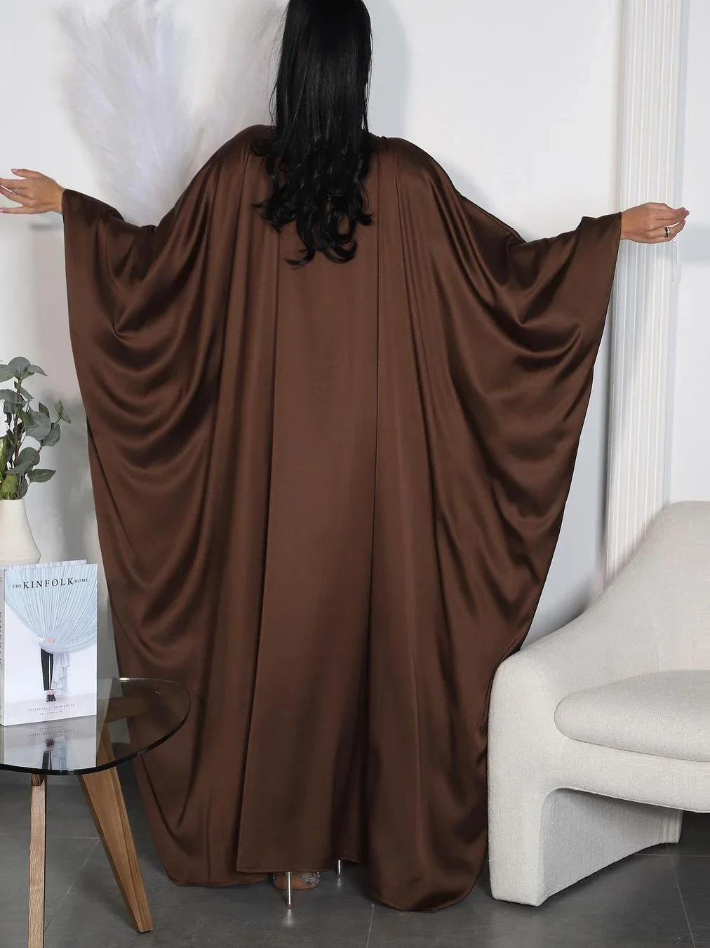 عباية إسلامية للعيد للنساء فساتين ستان جلابية بأكمام الخفافيش رداء عربي طويل رمضان المغرب دبي عبايات قفطان سعودي فيستدوس