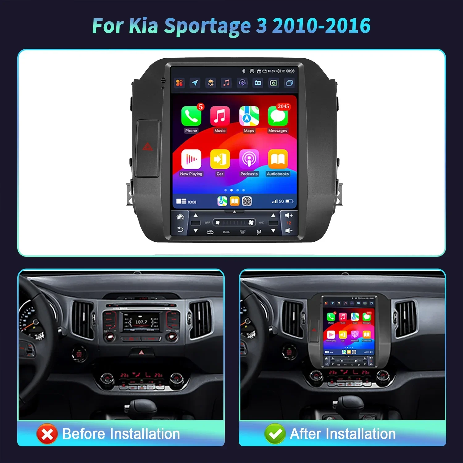 9.7inch For Kia Sportage 3 SL 2010 2011 2012 2013 2014 2015 2016 Car Radio Android 14 Multimedia Wireless Carplay Touch Screen