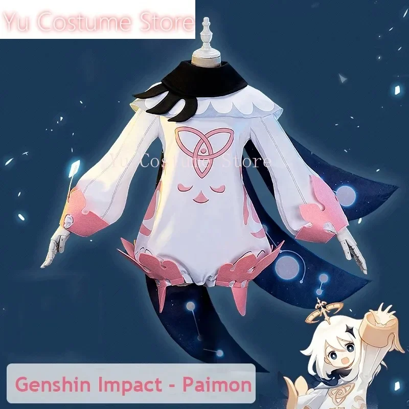 Yu Costume Anime Genshin Impact Traveler Paimon Lovely Jumpsuits Uniform Cosplay Costume Halloween Party Role Play Outfit Women