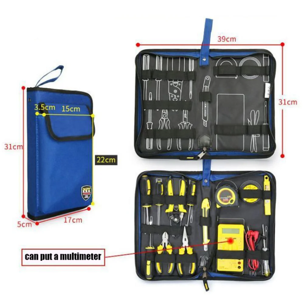 Portable New Electricians Hard Plate Tool Kit Bag Storage Case Multifunctional Organizer 3 Sizes DIY Waterproof Oxford Toolbag