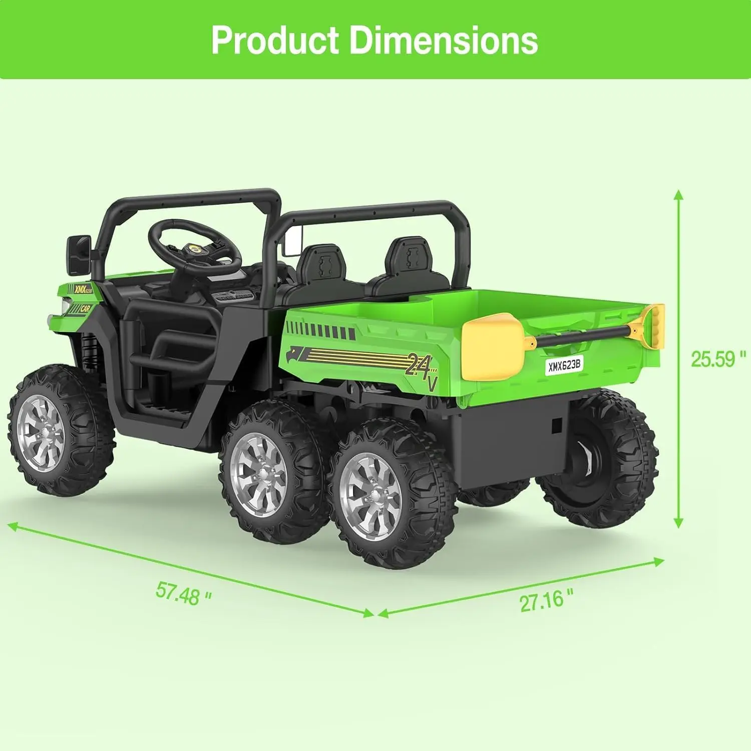 Ride On Truck Car 24 V Kids Electric Vehicles w/Parent Remote Control, Children Ride On Utv Car w/Safety Belt, Phone Connections