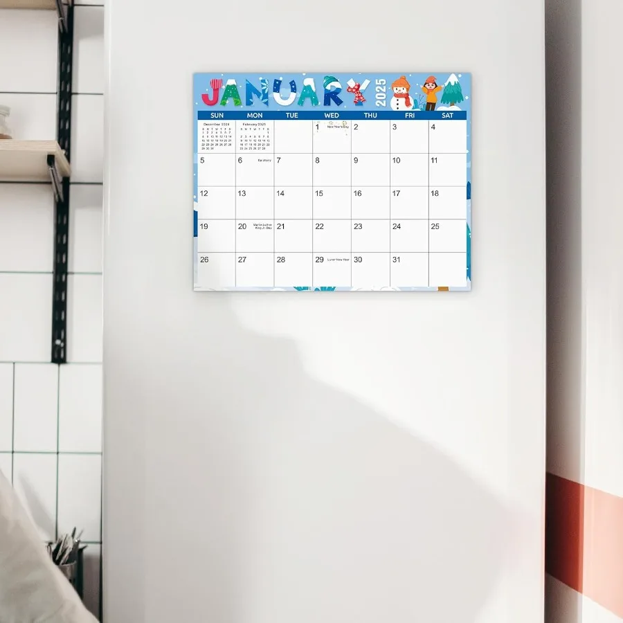 Magnetic Calendar for Refrigerator 14"x 11" Fridge Calendar Jan. 2025. Dec.2026 Magnet Fridge Calendar 20252026 Perfect for Pla