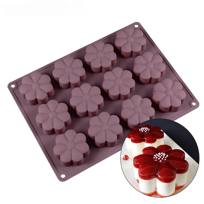 12Cavity Silicone Molds Household Flower Shape Cake Baking Cookie Mold Oven Safe Kitchen for Bake Decoration Making Cake Mould