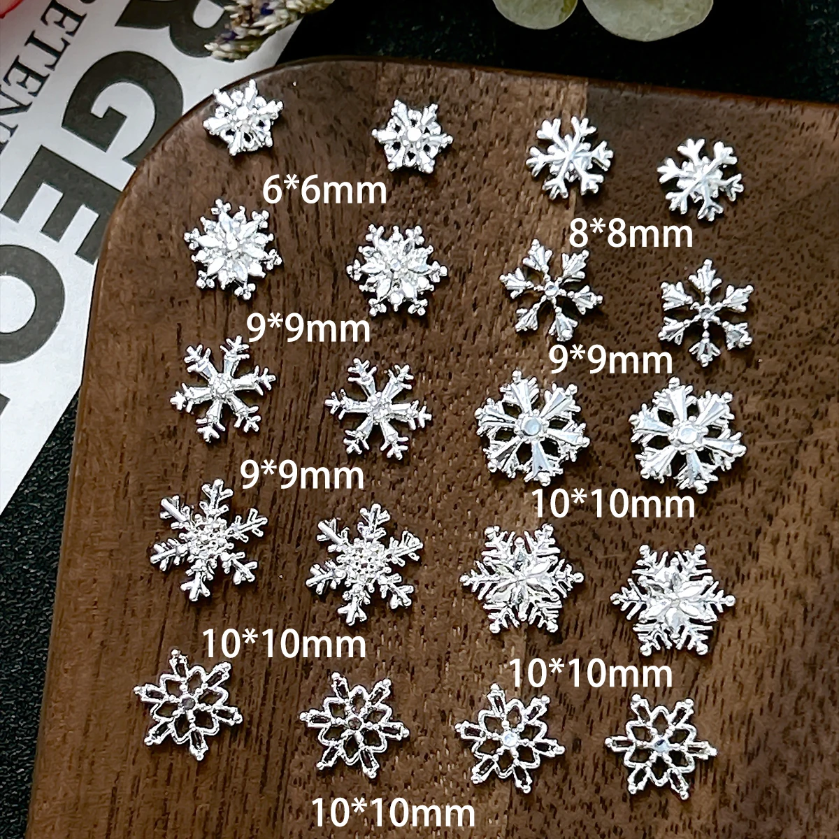 30PCS Light Luxury Exquisite Alloy Snowflake Series Nail Art Decorations Multiple style 3D Creative Y2K Snowflake Mixed Nails