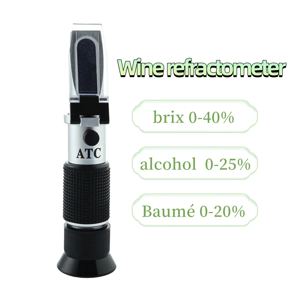 

Three-in-One Wine Refractometer for Beer Sugar Alcohol And Baume Degree Measurement 0-40% Sugar 0-25% Alcohol 0-20% Baume