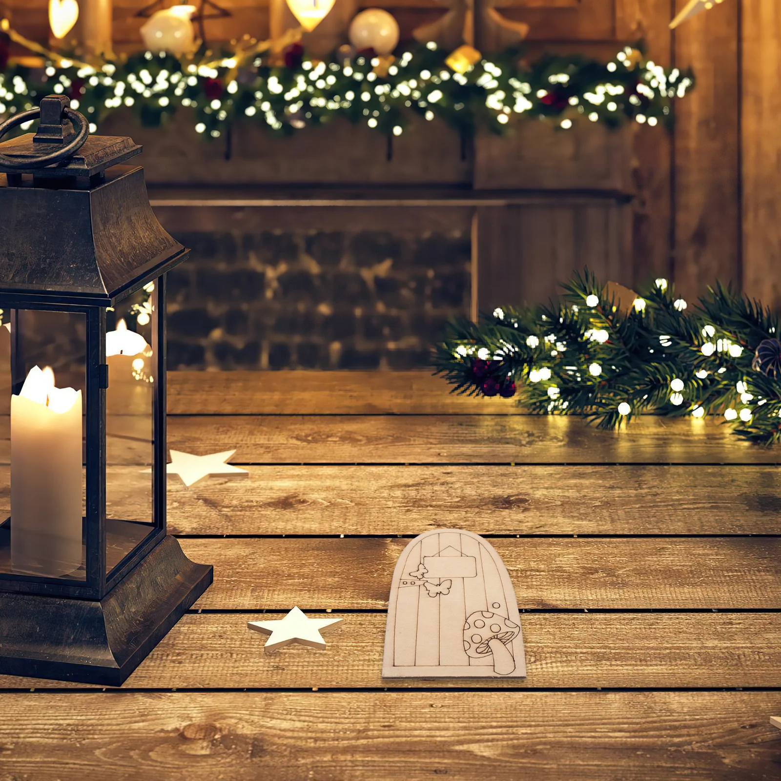 

50Pcs Miniature Wooden Fairy Door DIY Kit Fairy House Doors for Garden Moss Landscape Decorations Gnome Door Ornaments